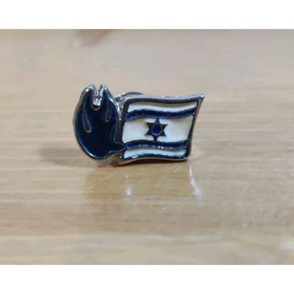 Israel Flag & Dove Lapel Pin 1" Enamel
